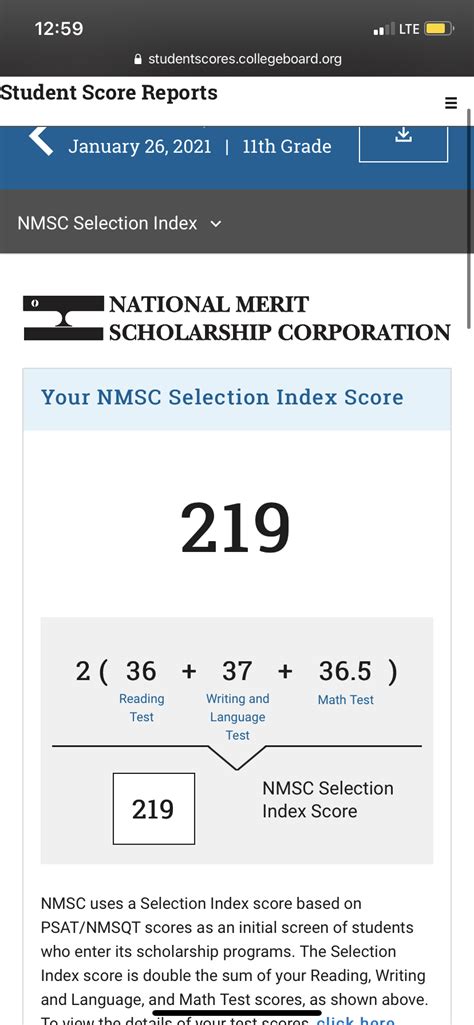 Your score for each section of the exam will fall between 160-760, which means a perfect score would be 1520. But that's not the score that will determine your competitiveness for a National Merit Scholarship. Instead, the NSMC will be looking at your selection index score, which will be between 48-228. If you're not sure what your .... 