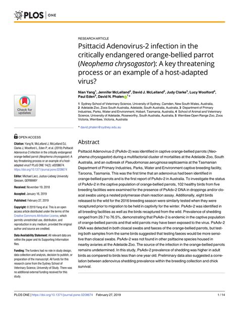 Psittacid Adenovirus-2 infection in the critically endangered orange ...