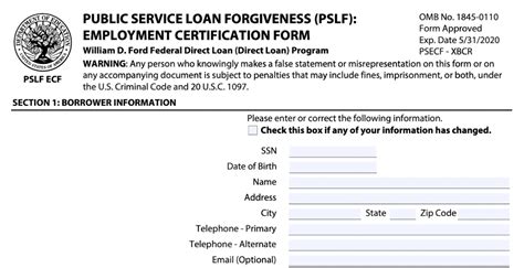 Certification for Public Service Loan Forgiveness (PSLF) F
