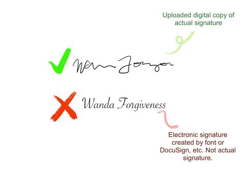 Pslf signatures accepted. We can’t accept signatures that are font-based, regardless of whether they are made to mimic a signature through the use of a cursive-style font; digital certificate-based … 