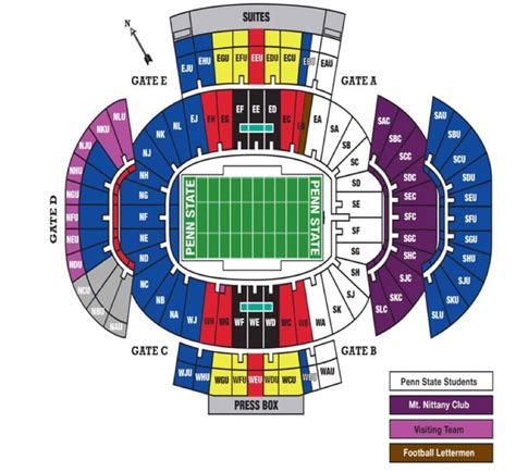 Beaver Stadium seating charts for all events including football. Seating charts for Penn State Nittany Lions.