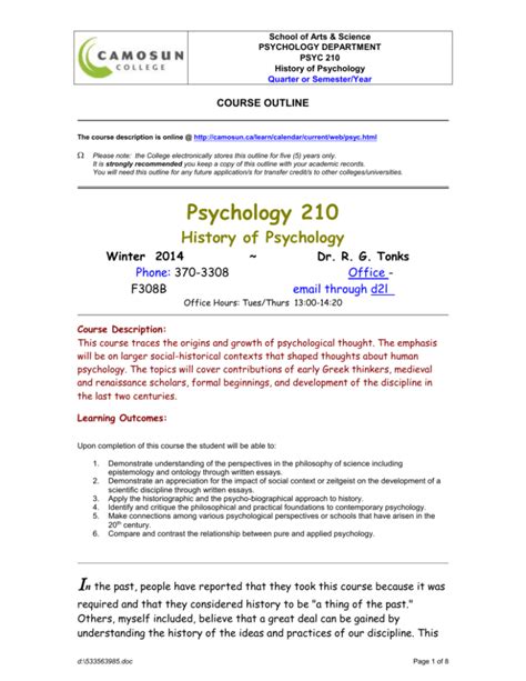 PSYC 210 Elementary Statistics 4 or *MATH 112 Elementary Statistics (4) PSYC 220 Research Methods 4 NOTE: PSYC 210 is the preferred course for Psychology majors. *Math 112 does not meet the PSYC 220 prerequisite at Cerritos. PSYC 241 is recommended major elective course. California State University – Long Beach. 