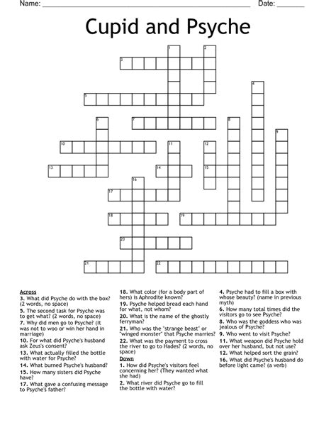 Crossword Clue: psyche's suitor. Crossword Solver | Dicti