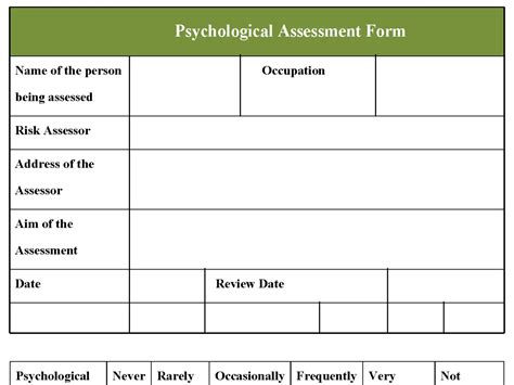 Psychological Assessment Form Editable PDF Forms