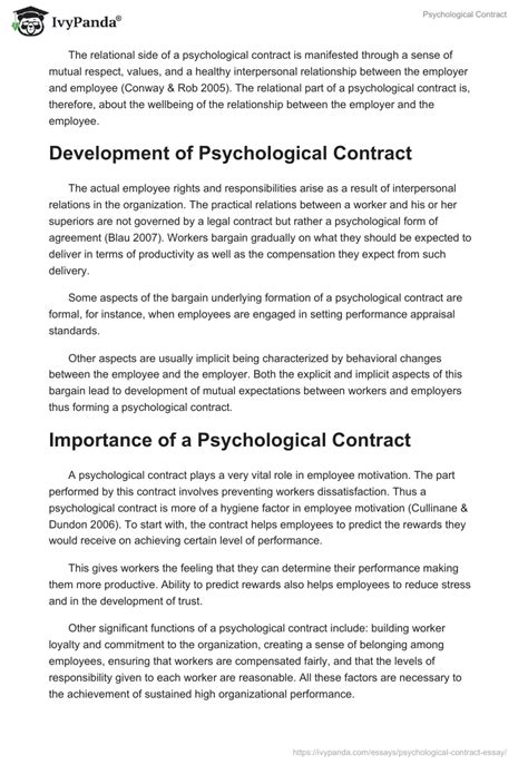 Psychological Contract - 631 Words Essay Example - Free Essays