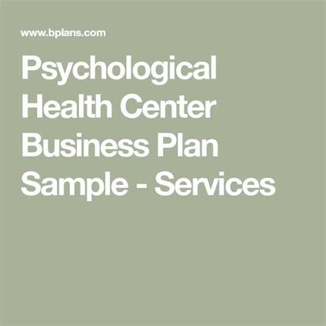 Psychological Health Center Business Plan