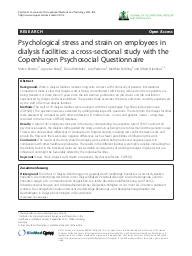 Psychological stress and strain on employees in dialysis facilities: a ...