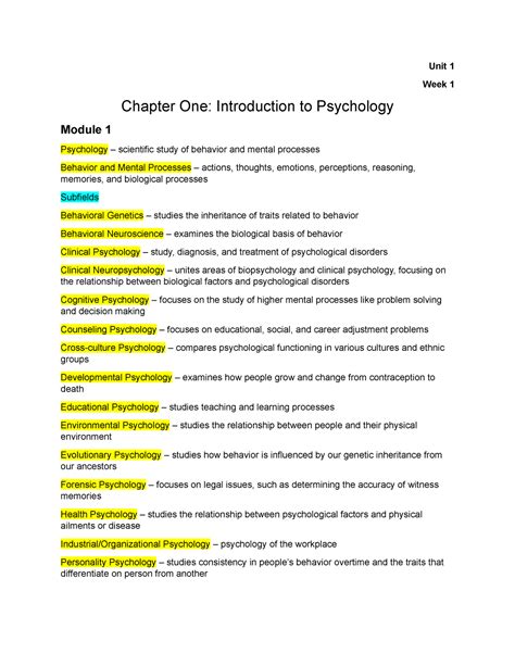 Psychology Chapter 1 Textbook Notes Chapter 1 Introduction to