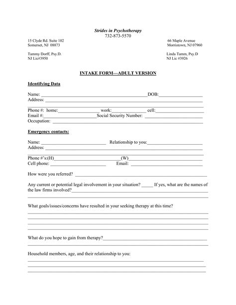 Psychology Intake Form Template 123 Form Builder