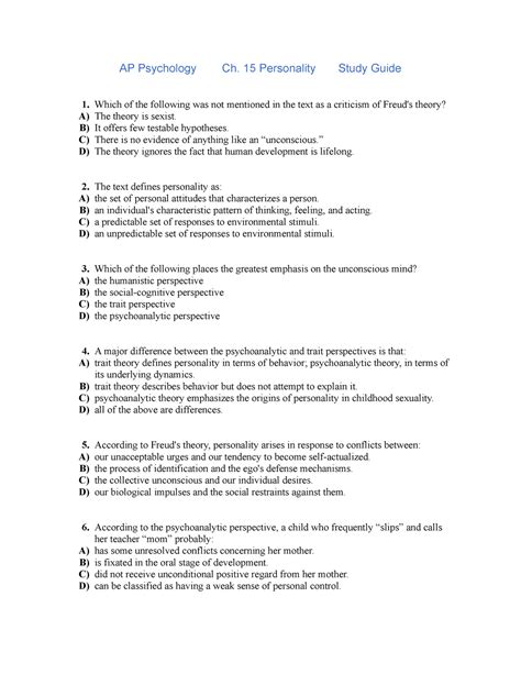 Psychology ch 15 personality study guide. - A handbook on the gats agreement a wto secretariat publication.
