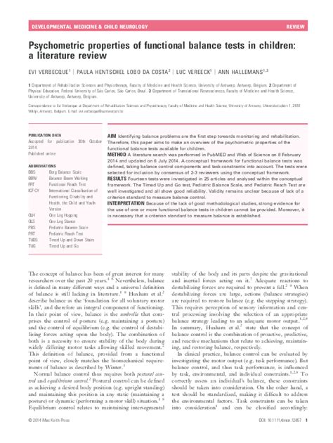 Psychometric properties of functional balance tests in …