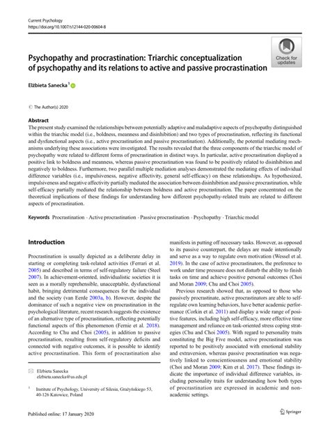 Psychopathy and procrastination: Triarchic …