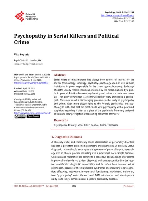 Psychopathy in Serial Killers and Political Crime