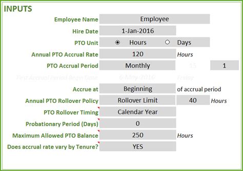Pto Accrual Excel Template petermcfarland.us