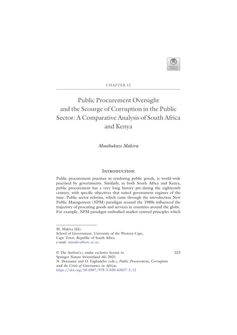 Public Procurement Oversight and the Scourge of Corruption in …