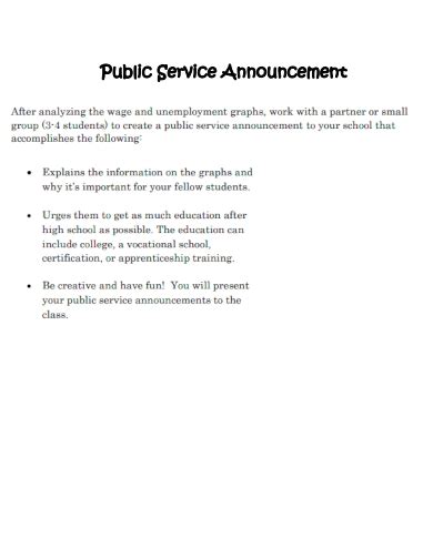 Public announcement example. Things To Know About Public announcement example. 