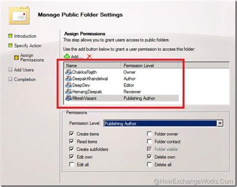 Public folder permissions for Exchange Server - Exchange