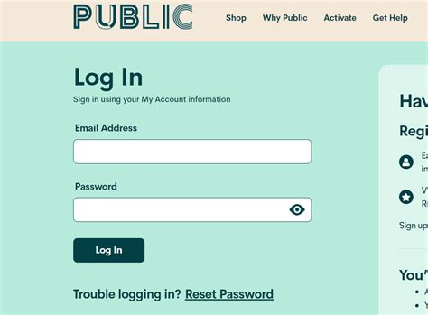 Public mobile login. Update, after weeks of messaging support I finally got someone to help. It looks like the problem was because my account was not properly configured/activated, the customer service agent set up the account on their end and everything worked like it should. 