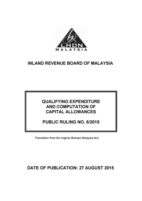 Public ruling IRB capital allowances - Studocu