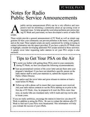 Public Service Announcements ( PSAs) are avail