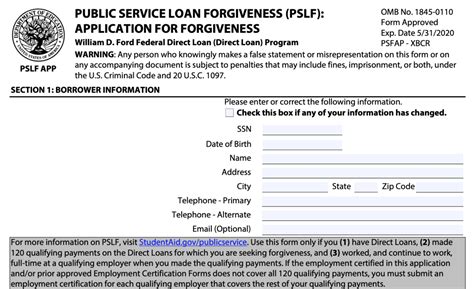 If you are employed by a government or not-for-profit organization, including religious organizations, you may be able to receive loan forgiveness under the Public Service Loan Forgiveness Program. The Public Service Loan Forgiveness (PSLF) Program forgives the remaining balance on your Direct Loans after you have made 120 (10 years) qualifying .... 