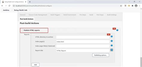 Publish html reports jenkins example.  Add the "Publish HTML reports" p...