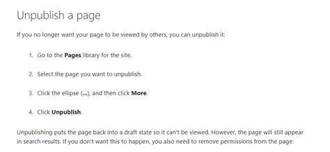 Publish then Unpublish a Sharepoint Page - Microsoft Community