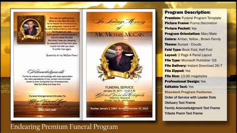 Publisher Funeral Program Template Free