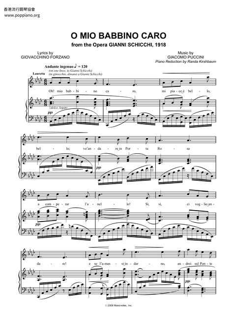 PucciniO Mio Babbino Caro Sheet Music pdf, Free Score Download ★