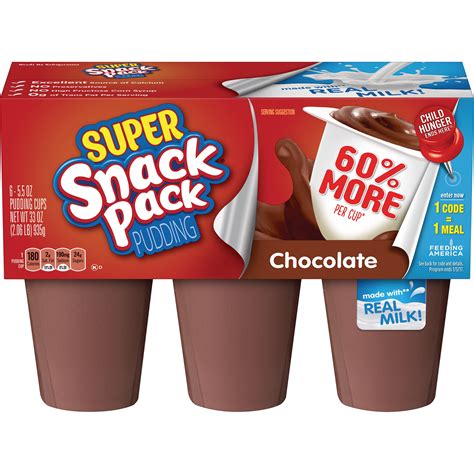 Pudding cups walmart. Snack Pack Milk Chocolate and Chocolate Fudge/Milk Chocolate Pudding 4 Count Pudding Cups. 19. Pickup. Best seller. +2 options. $2.98. 9.0 ¢/oz. Snack Pack Chocolate Flavored Pudding 6 Count Pudding Cups. 174. 