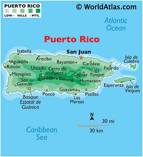 Puerto rican map. Map with highways and waterways in Puerto Rico. List of rivers in Puerto Rico (U.S. Commonwealth), sorted by drainage basin and then alphabetically. There are 47 main rivers and 24 lagoons or reservoirs. Most of Puerto Rico's rivers originate in the Cordillera Central. There are four slopes through which rainwater flows towards the sea. 