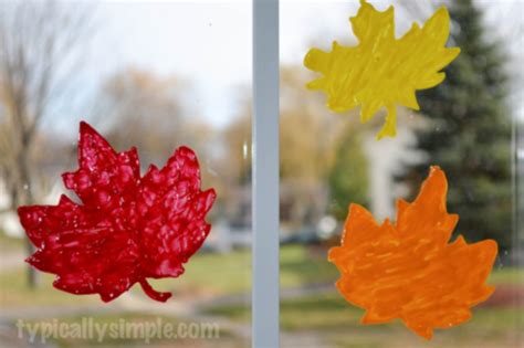 Puffy Paint Window Cling Leaf Crafts AllFreeKidsCrafts.com