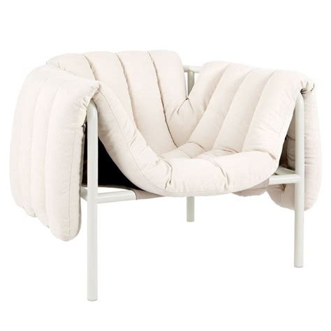 Puffy lounge chair, natural - cream steel Finnish …