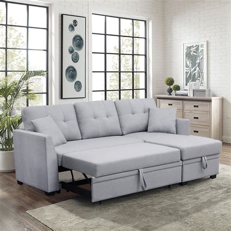 Pull out couch sectional. About Sleeper Sofas: Great for living rooms, guest bedrooms, home offices and basements, sleeper sectional couches easily pull out to create a convenient bed, beside your accent side table, whenever you need it. Sleeper sectional sofas are also perfect for apartments, townhouses and condos where dual-purpose furniture saves valuable floor space. 