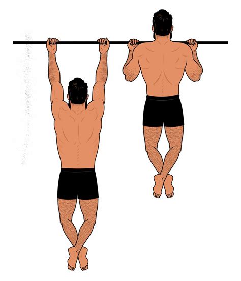 Pull-up. Jumping Pull Ups (Chin and Chest)Set-up:Use a pull up bar height that bisects the forearm when arms are overhead. Or use a box height as shown. 
