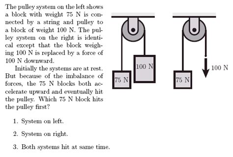 Pulley multiple choice questions.  The topics on these 4 physics dynamics Multip...