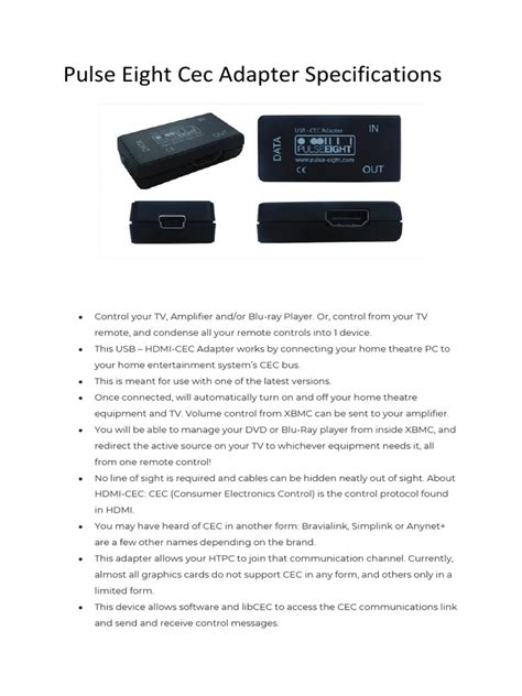 Pulse eight cec adapter raspberry pi.  Vendor specific notes Panasonic On Pan...