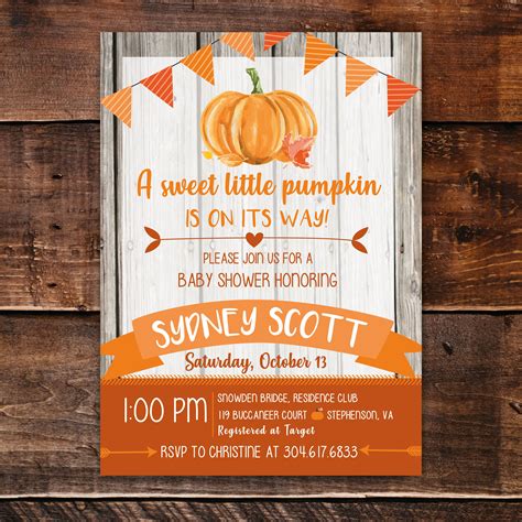 Pumpkin Fall Baby Shower Invitations, Pumpkin Baby …