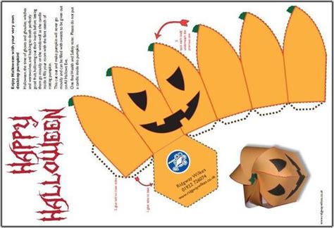 Pumpkin Halloween Papercraft Origami, DIY paper craft model template