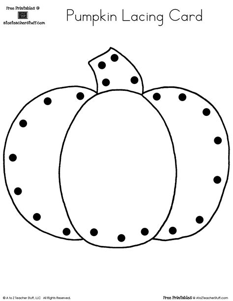 Pumpkin Lacing Card and Patterns A to Z Teacher Stuff Printable Pages