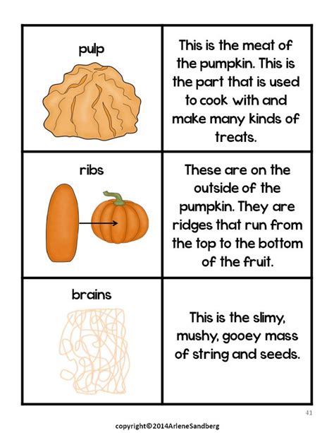 Pumpkin Parts Picture/Fact Cards and Labeling Activity Classroom