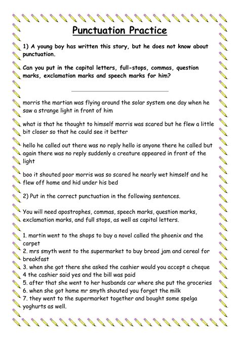 Punctuation Paragraph Exercises With Answers