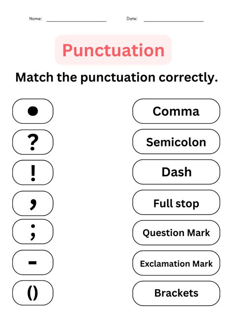 Punctuation Worksheet Class 1