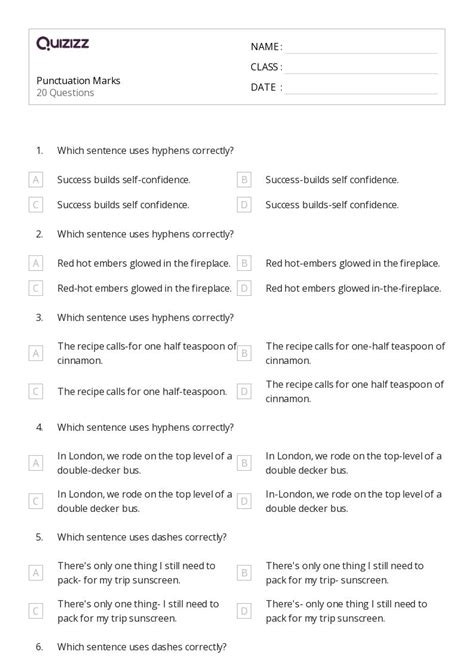 Punctuation worksheets for grade 8.  Skills: Demonstrate command of the conve...