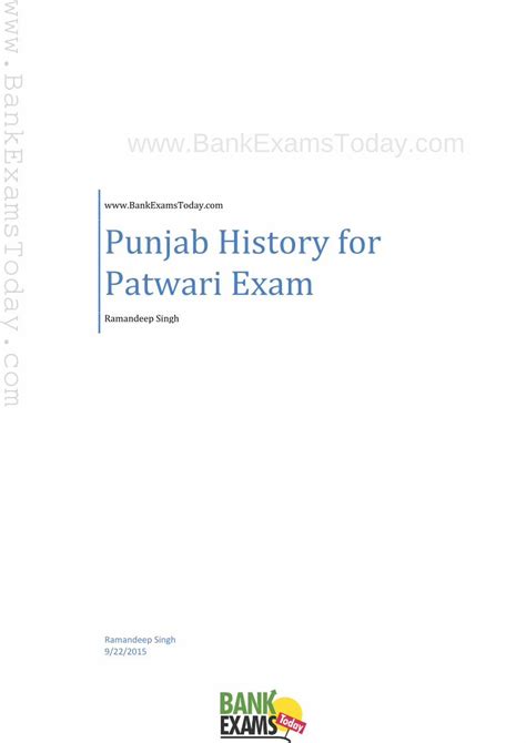 Punjab History for Patwari Exam - ugcportal.com