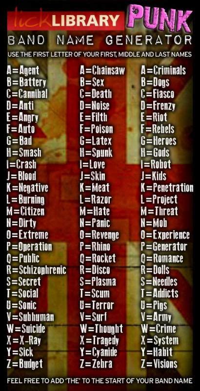 Punk Band Name Generator - Pinterest