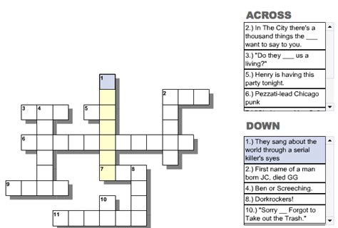 Find out the answer to punk rock genre, a crossword 