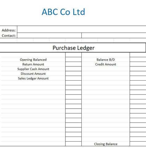 Purchase Ledger Template Excel Free