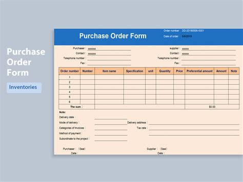 Purchase Order Excel Template analisis