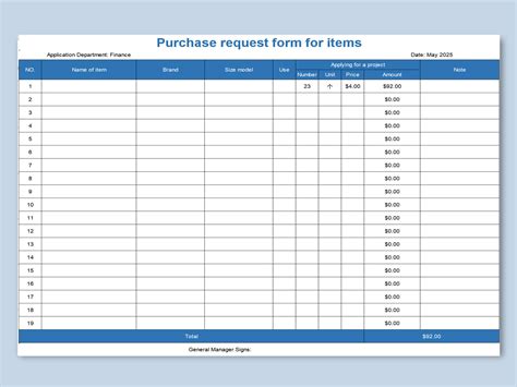 Purchase Order Request Form Excel Excel Templates